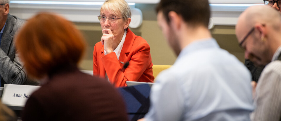 Anne Borg foreslår at universitetsstyret splitter opp Institutt for historisk studier og vurderer displinære tiltak overfor én ansatt. Bildet er fra NTNUs styremøte i september, neste møte er 31.oktober. Foto: Skjalg Bøhmer Vold Anne Borg foreslår at universitetsstyret splitter opp Institutt for historisk studier og vurderer displinære tiltak overfor én ansatt. Bildet er fra NTNUs styremøte i september, neste møte er 31.oktober. Foto: Skjalg Bøhmer Vold