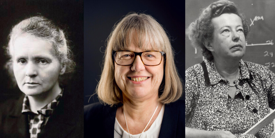Marie Curie, Donna Strickland og Maria Goeppert Mayer er de eneste kvinnene som har mottatt nobelprisen i fysikk. Foto: Wikimedia Commons, Alexander Mahmoud og Wikimedia Commons Marie Curie, Donna Strickland og Maria Goeppert Mayer er de eneste kvinnene som har mottatt nobelprisen i fysikk. Foto: Wikimedia Commons, Alexander Mahmoud og Wikimedia Commons
