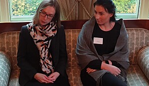 Forsknings- og høyere utdanningsminister Iselin Nybø og leder for Norsk studentorganisasjon, Marte Øien. Foto: Mats Arnesen Forsknings- og høyere utdanningsminister Iselin Nybø og leder for Norsk studentorganisasjon, Marte Øien. Foto: Mats Arnesen