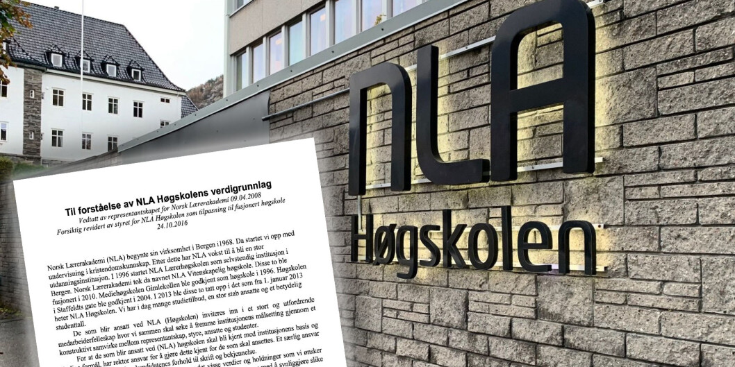Ledelsen ved NLA Høgskolen jobber nå med et nytt verdidokumentet for høgskolen. Foto: NLA Høgskolen/skjermdump Ledelsen ved NLA Høgskolen jobber nå med et nytt verdidokumentet for høgskolen. Foto: NLA Høgskolen/skjermdump