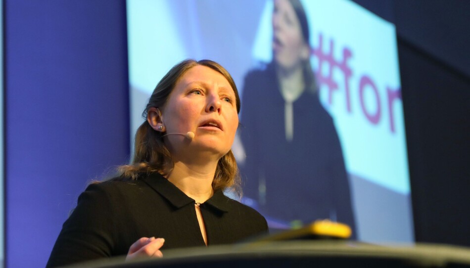 Professor Guro Elisabeth Lind er leder i Forskerforbundet og holdt dagens åpningsforedrag under Forskerforbundets årlige forskningspolitiske seminar. Foto: Siri Øverland Eriksen Professor Guro Elisabeth Lind er leder i Forskerforbundet og holdt dagens åpningsforedrag under Forskerforbundets årlige forskningspolitiske seminar. Foto: Siri Øverland Eriksen