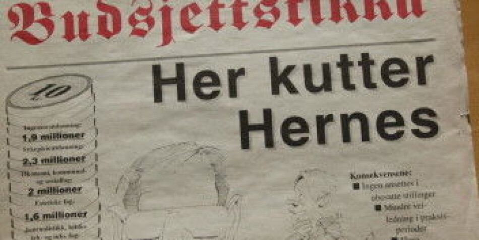 De store protestene kom da det ikke fulgte nok penger med høgskolereformen av 1994. Faksimile Budsjettstikka De store protestene kom da det ikke fulgte nok penger med høgskolereformen av 1994. Faksimile Budsjettstikka