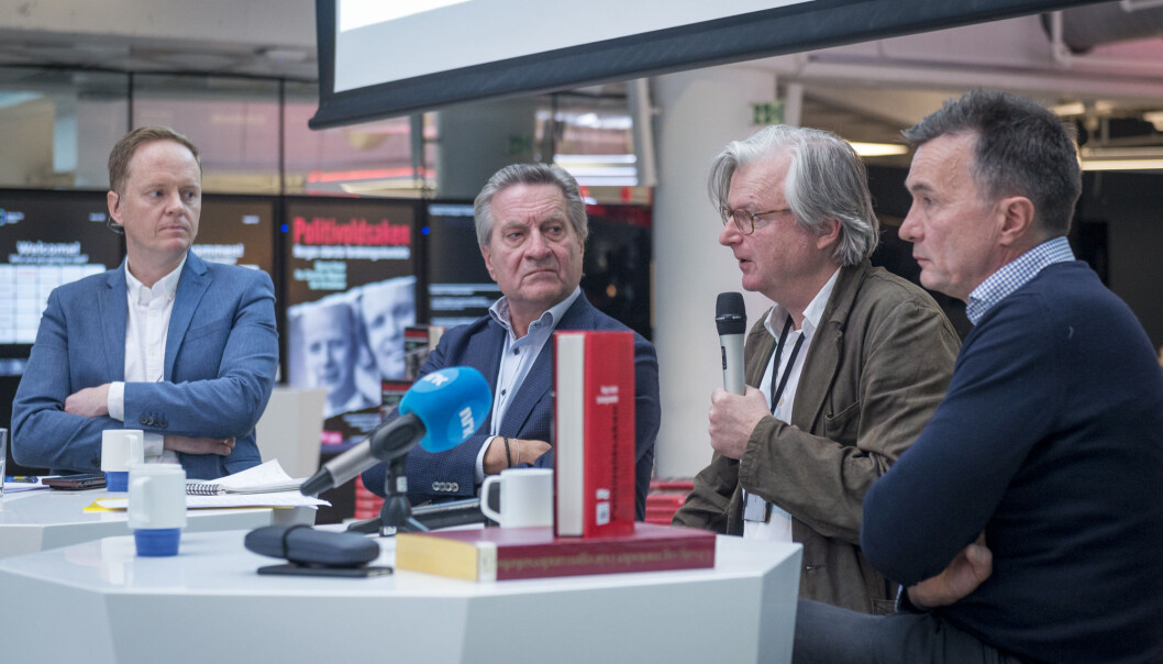 Sjefredaktør Frode Molven i Vigmostad Bjørke (t.v.) og forfatterne Tom Kristensen, Per Christian Magnus og Bjarne Kvam under pressekonferansen da boken Politivoldsaken. Norges største forskningsskandale ble lansert. De mener professor emeritus Rune Ottosen kommer med udokumentert kritikk av boken og Kvams habilitet Foto: Tor Farstad Sjefredaktør Frode Molven i Vigmostad Bjørke (t.v.) og forfatterne Tom Kristensen, Per Christian Magnus og Bjarne Kvam under pressekonferansen da boken Politivoldsaken. Norges største forskningsskandale ble lansert. De mener professor emeritus Rune Ottosen kommer med udokumentert kritikk av boken og Kvams habilitet Foto: Tor Farstad
