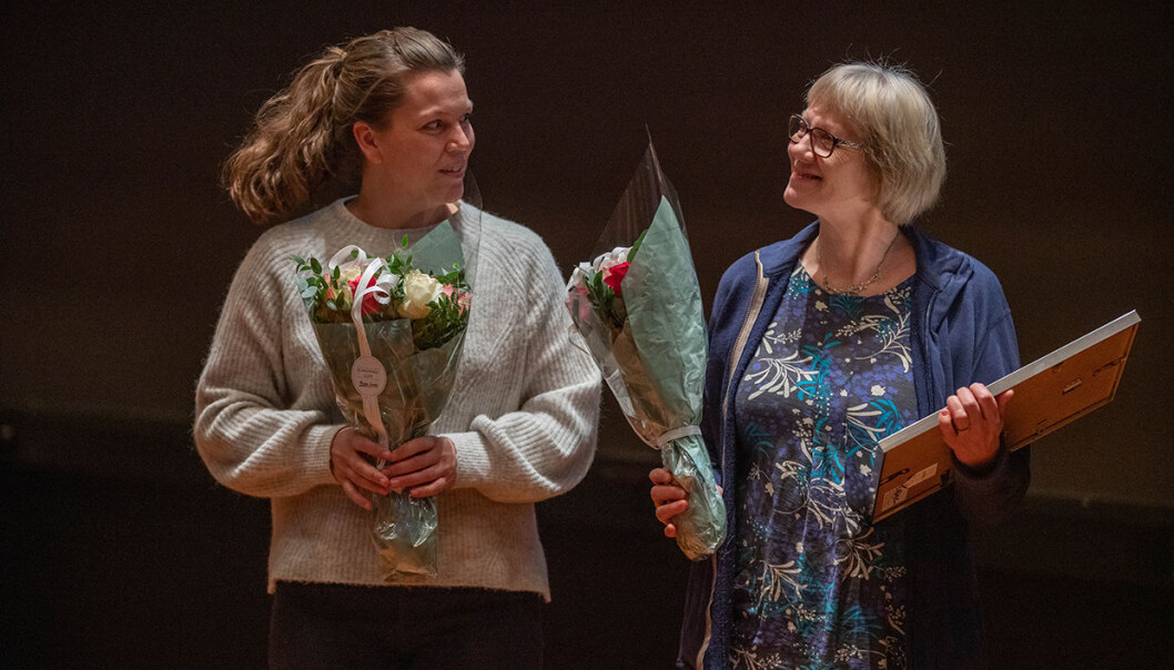 Laina Dalsbø og Karin Strand Johannessen delte årets arbeidsmiljøpris. Foto: UiT Laina Dalsbø og Karin Strand Johannessen delte årets arbeidsmiljøpris. Foto: UiT