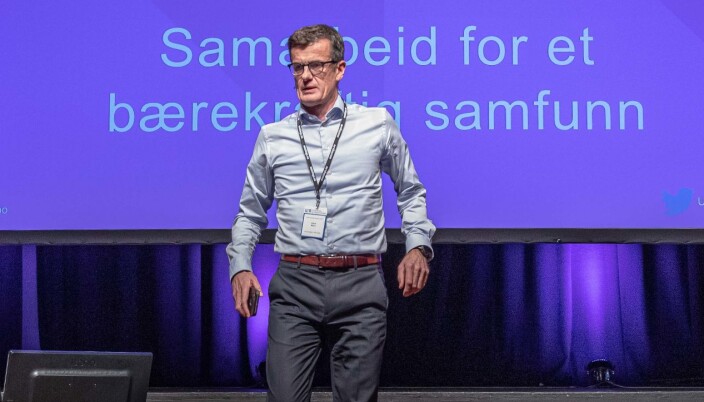 Klaus Mohn, rektor ved Universitetet i Stavanger under i konferanse i 2019. Klaus Mohn, rektor ved Universitetet i Stavanger under i konferanse i 2019.