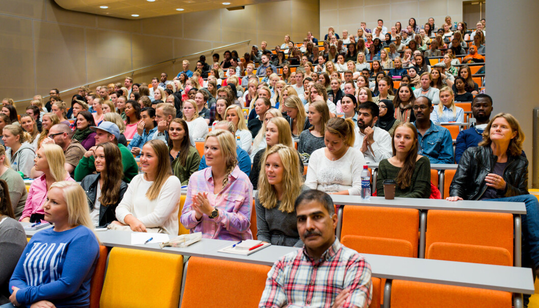 Fra en overfyllt forelesning på sykepleie ved daværende Høgskolen i Oslo og Akershus i 2016. Fra en overfyllt forelesning på sykepleie ved daværende Høgskolen i Oslo og Akershus i 2016.