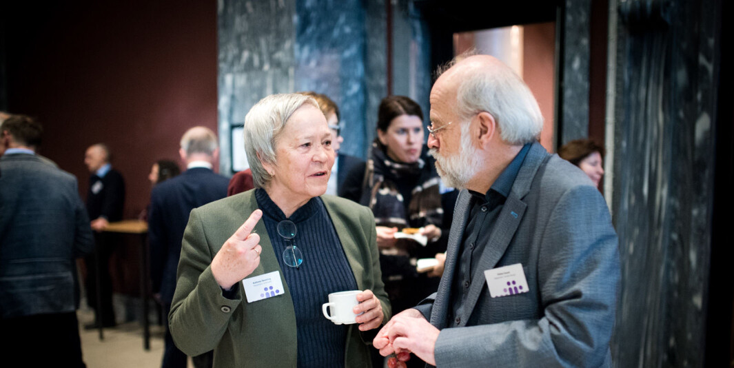 Rektor på høgskolen i innlandet, Kathrine Skretting, sammen med kollega rektor Petter Aasen på Universitetet i Sørøst-Norge. Aasen klarte det Skretting så langt ikke har klart, men hun gir slett ikke opp. Rektor på høgskolen i innlandet, Kathrine Skretting, sammen med kollega rektor Petter Aasen på Universitetet i Sørøst-Norge. Aasen klarte det Skretting så langt ikke har klart, men hun gir slett ikke opp.