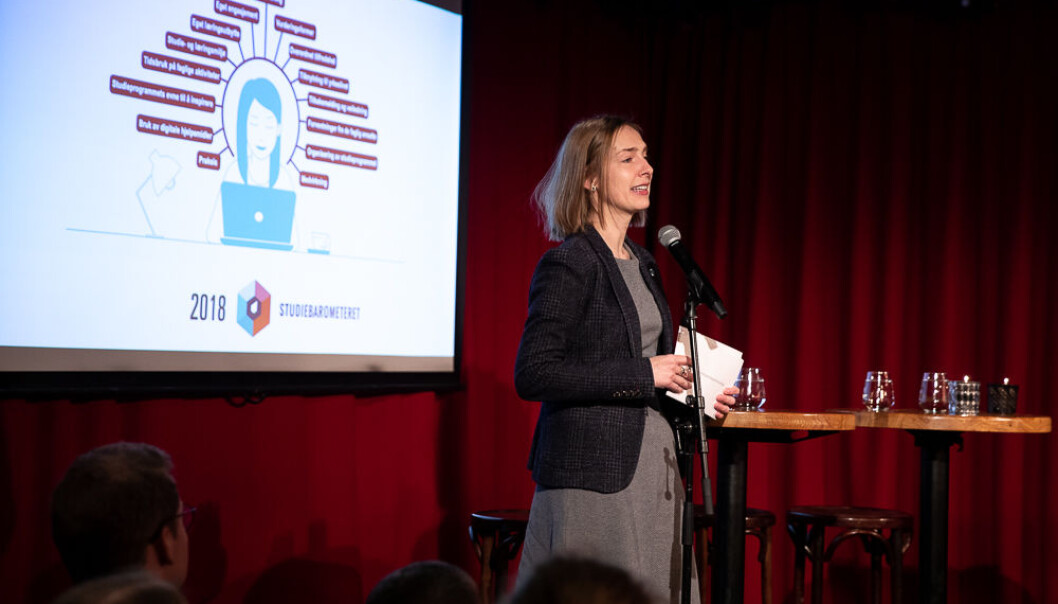 Studiebarometeret møter kritikk fra flere hold i akademia. På bildet er daværende kunnskapsminister Iselin Nybø ved presentasjonen av Studiebarometeret 2018. Studiebarometeret møter kritikk fra flere hold i akademia. På bildet er daværende kunnskapsminister Iselin Nybø ved presentasjonen av Studiebarometeret 2018.