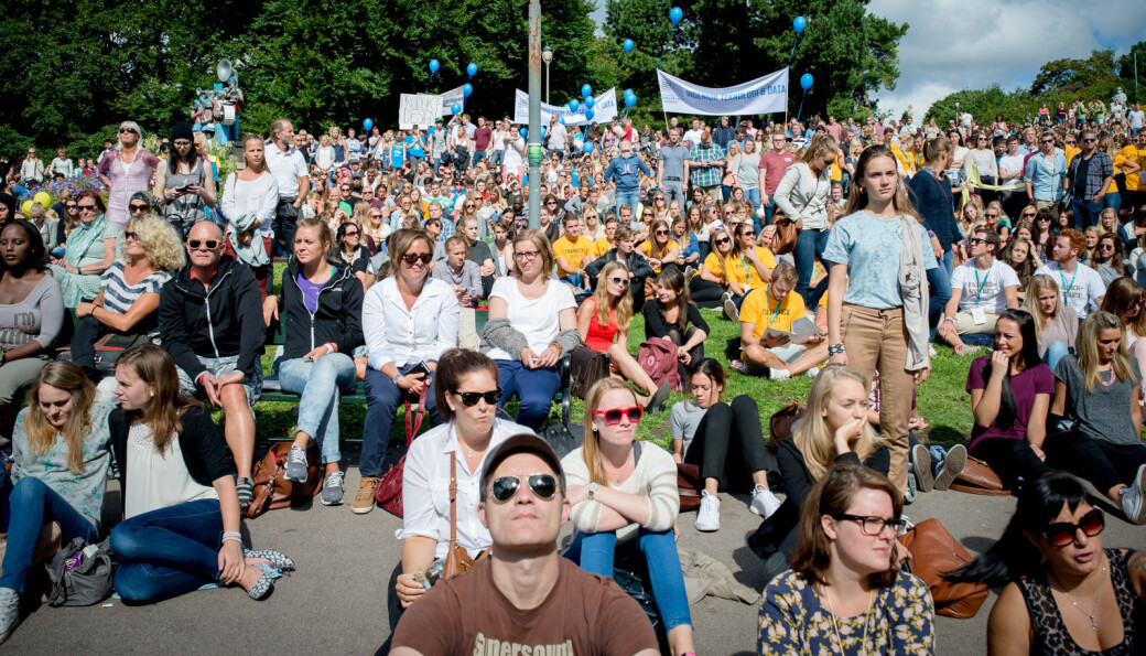 Studiestart på St.Hanshaugen for OsloMet-studentar frå eit tidlegare studieår - utan koronapandemi. Studiestart på St.Hanshaugen for OsloMet-studentar frå eit tidlegare studieår - utan koronapandemi.