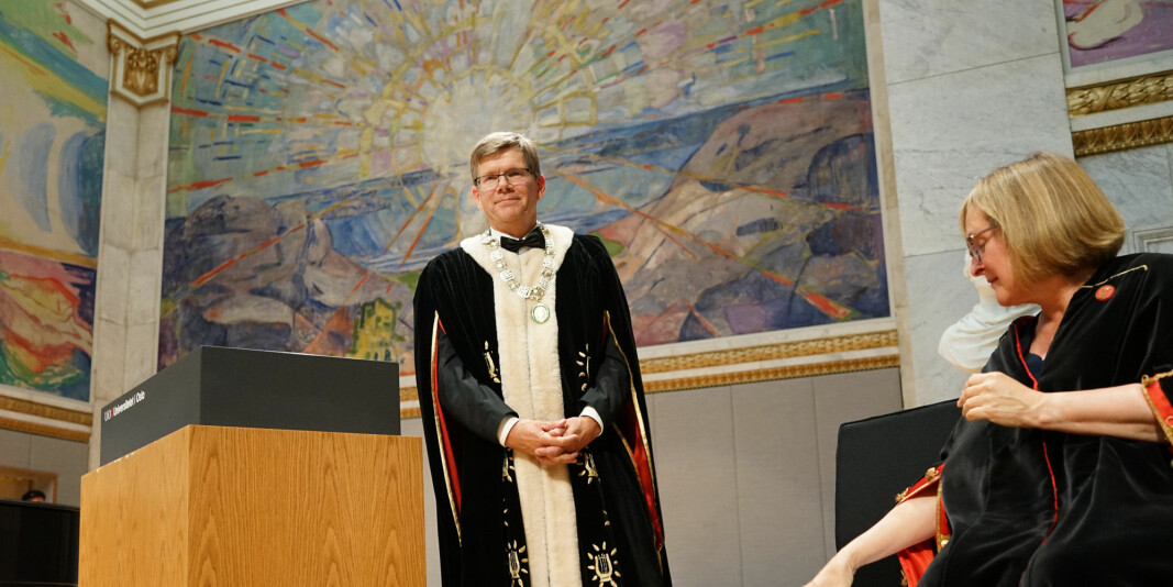Svein Stølen under rektorinaugurasjonen i universitetets aula i 2017.