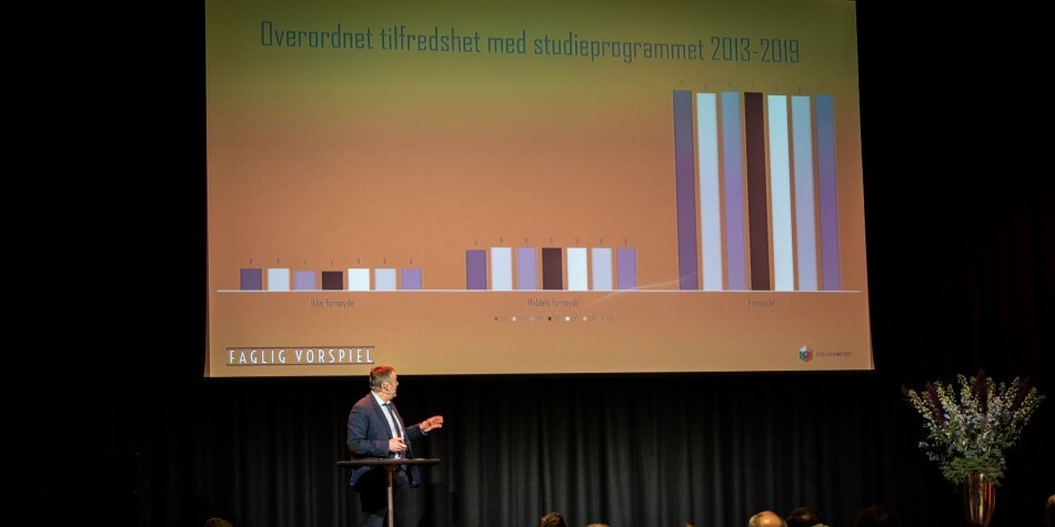 Innleggsforfatterne lanserer tre forslag for å videreutvikle Studiebarometeret. På bildet er Ole Jacob Skodvin, analysedirektør i Nokut, som presenterte Studiebarometeret 2019 i slutten av januar. Foto: Nokut Innleggsforfatterne lanserer tre forslag for å videreutvikle Studiebarometeret. På bildet er Ole Jacob Skodvin, analysedirektør i Nokut, som presenterte Studiebarometeret 2019 i slutten av januar. Foto: Nokut