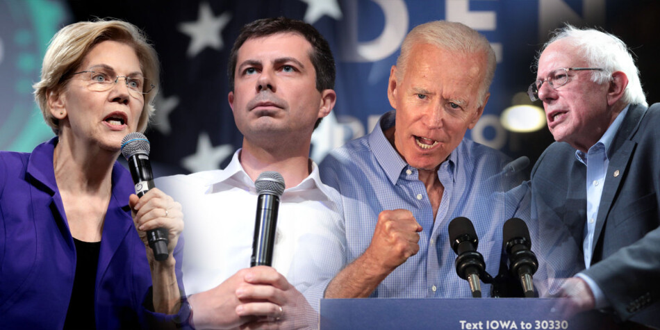 Elizabeth Warren, Pete Buttigieg, Joe Biden og Bernie Sanders. Alle foto: Gage Skidmore /Fotomontasje: Torkjell Trædal Elizabeth Warren, Pete Buttigieg, Joe Biden og Bernie Sanders. Alle foto: Gage Skidmore /Fotomontasje: Torkjell Trædal