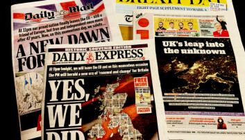 Et knippe britiske aviser dagen etter Brexit. Et knippe britiske aviser dagen etter Brexit.