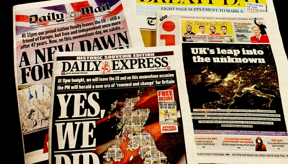 Et knippe britiske aviser dagen etter Brexit.