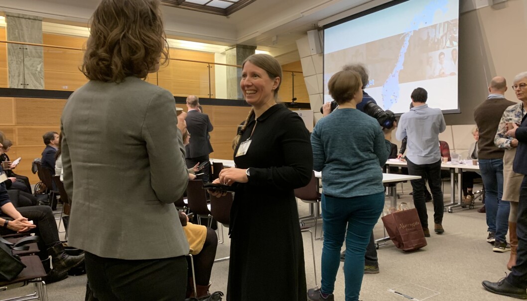 Leder i Forskerforbundet, Guro Lind, på framlegging av ny universitets- og høgskolelov. Foto: Eva Tønnessen Leder i Forskerforbundet, Guro Lind, på framlegging av ny universitets- og høgskolelov. Foto: Eva Tønnessen