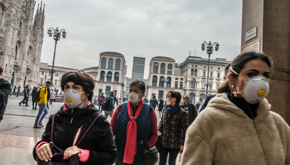 En rekke personer har testet positivt for koronaviruset i Italia. Bildet er fra Milano onsdag. Foto: IPA/NTB Scanpix