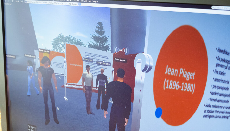 Slik ser skjermen til professor Engen ut, når han har studentene med seg i et virtuelt auditorium.