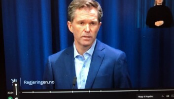 John-Arne RØttingen under regjeringens pressekonferansen fredag. Skjermdump. John-Arne RØttingen under regjeringens pressekonferansen fredag. Skjermdump.