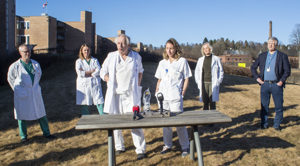 Forskarar ved Oslo universitetssykehus held pressekonferanse om utvikling av medisinar mot covid-19, sjukdomen som følgjer av koronaviruset. Forskarar ved Oslo universitetssykehus held pressekonferanse om utvikling av medisinar mot covid-19, sjukdomen som følgjer av koronaviruset.