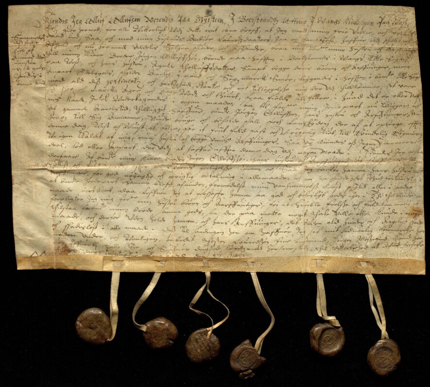 Kunngjørelse av salg mellom to brødre fra Vossevangen, datert 17. mai 1638. Kunngjørelse av salg mellom to brødre fra Vossevangen, datert 17. mai 1638.