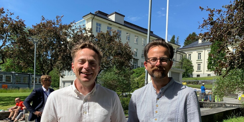 Klimaforskerne Erik Kolstad og Øyvind Paasche i forskningsinstituttet Norce kan smile etter at prosjektet deres Climate Futures ble tildelt en SFI fra Norges Forskningsråd .