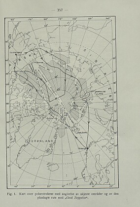 «Kart over polarstrøkene med angivelse av ukjente områder og av den planlagte rute med «Graf Zeppelin». . «Kart over polarstrøkene med angivelse av ukjente områder og av den planlagte rute med «Graf Zeppelin». .