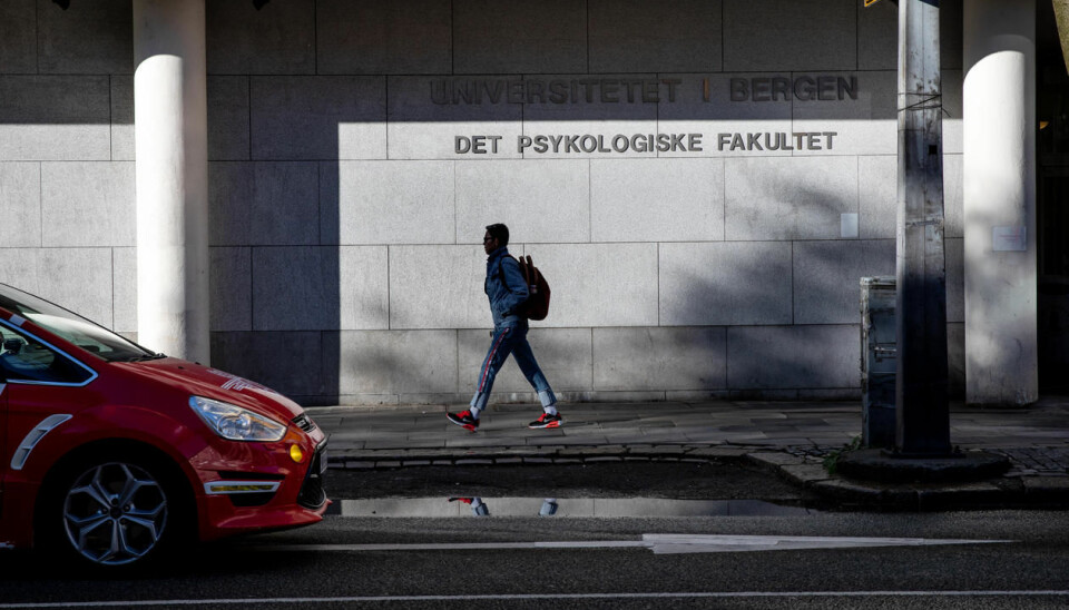 Ved opptaket på psykologi ved UiB og UiO høsten 2019 fikk 17 menn plass som følge av kjønnspoeng som ellers ikke vill kommet inn. Her fra Psykologisk fakultet ved Universitetet i Bergen.