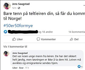 Skjermdump fra FB-status. Skjermdump fra FB-status.