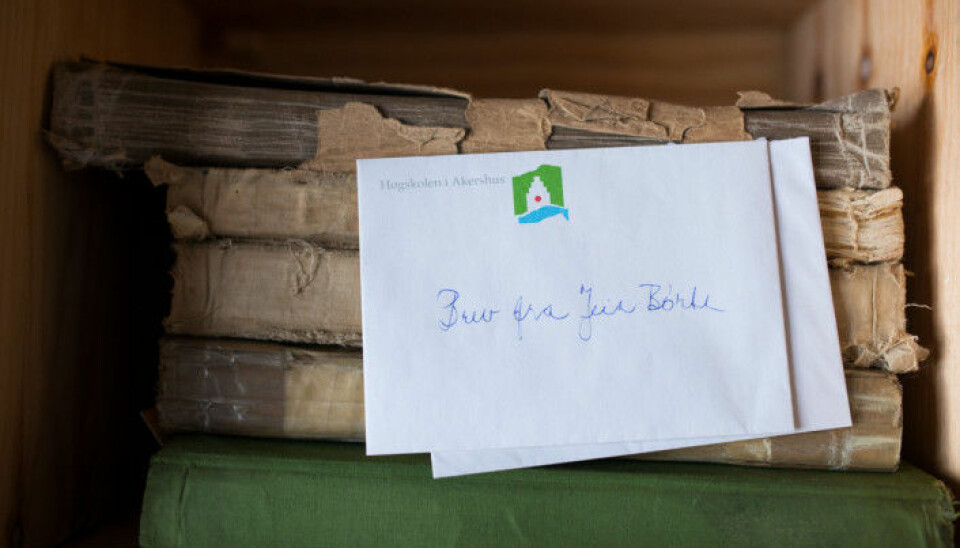 Her er brevet fra Jeia Børte som fulgte dagbøkene helt til Riksarkivet.