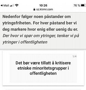 Eksempel på spørsmål i undersøkelsen Eksempel på spørsmål i undersøkelsen