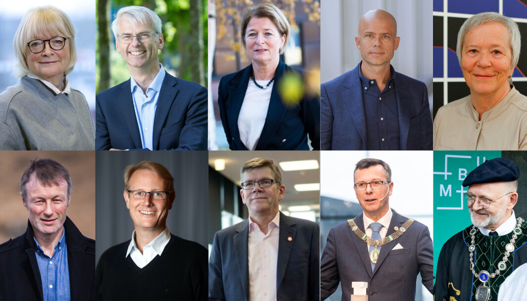 Berit Rokne (øverst t.v,), Øystein Thøgersen, Anne Husebekk, Lars Petter Jelsness-Jørgensen, Kathrine Skretting, Lars Tore Ronglan, Peter Tornquist, Svein Stølen, Dag Rune Olsen og Sjur Baardsen har en ting til felles: De er alle rektorer med åremål som går ut i 2021, Berit Rokne (øverst t.v,), Øystein Thøgersen, Anne Husebekk, Lars Petter Jelsness-Jørgensen, Kathrine Skretting, Lars Tore Ronglan, Peter Tornquist, Svein Stølen, Dag Rune Olsen og Sjur Baardsen har en ting til felles: De er alle rektorer med åremål som går ut i 2021,