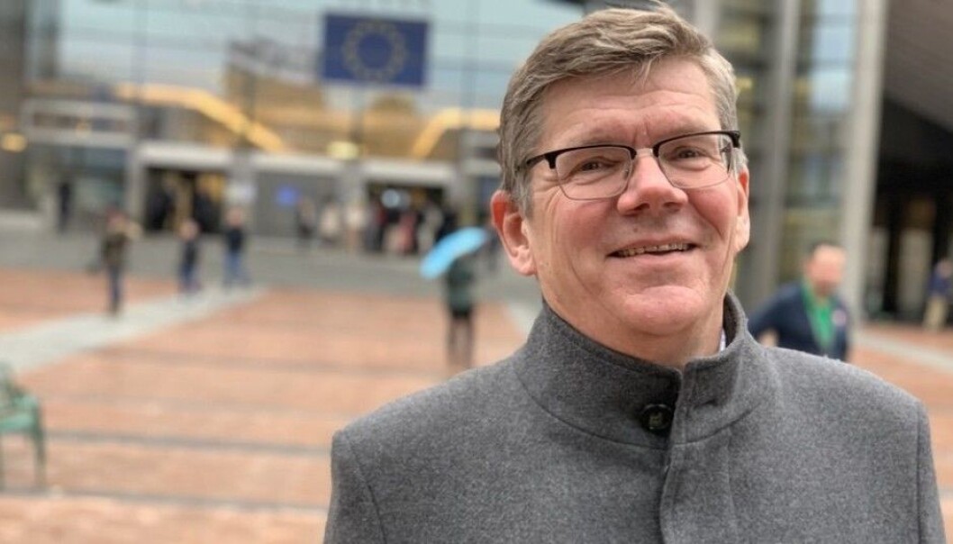 Svein Stølen i EU-kvarteret i Brussel før pandemien brøt ut. Svein Stølen i EU-kvarteret i Brussel før pandemien brøt ut.