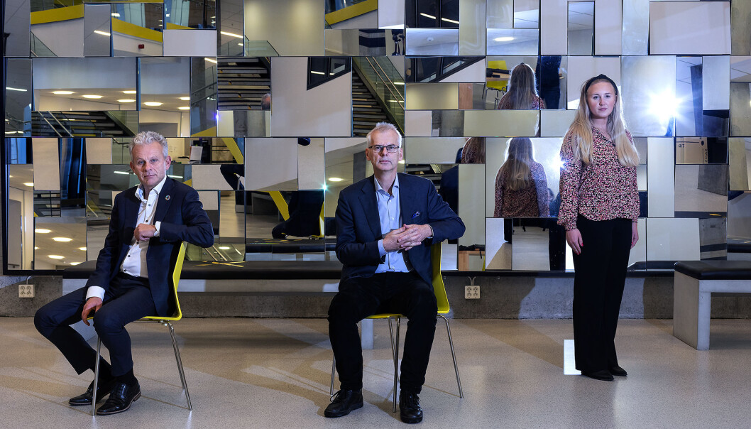 Geir Mikalsen, Øystein Thøgersen og Lise-May Sæle fortel om ei krevjande tid ved Noregs Handelshøgskole. Geir Mikalsen, Øystein Thøgersen og Lise-May Sæle fortel om ei krevjande tid ved Noregs Handelshøgskole.