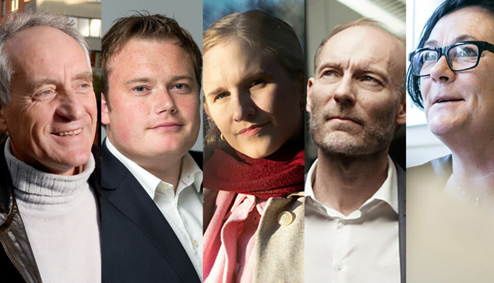 Juryen for Årets navn i akademia består av (fra venstre): Rune Slagstad, Jonas Stein, Minda Holm, Knut Olav Åmås og Tove Lie.