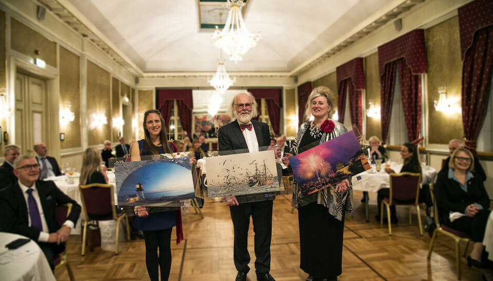 Heidi Elizabeth Klockmann t.v,) Nils Chr. Stenseth og Anne Ryen fikk årets forskerpriser, delt ut av Agder Vitenskapsakademi..