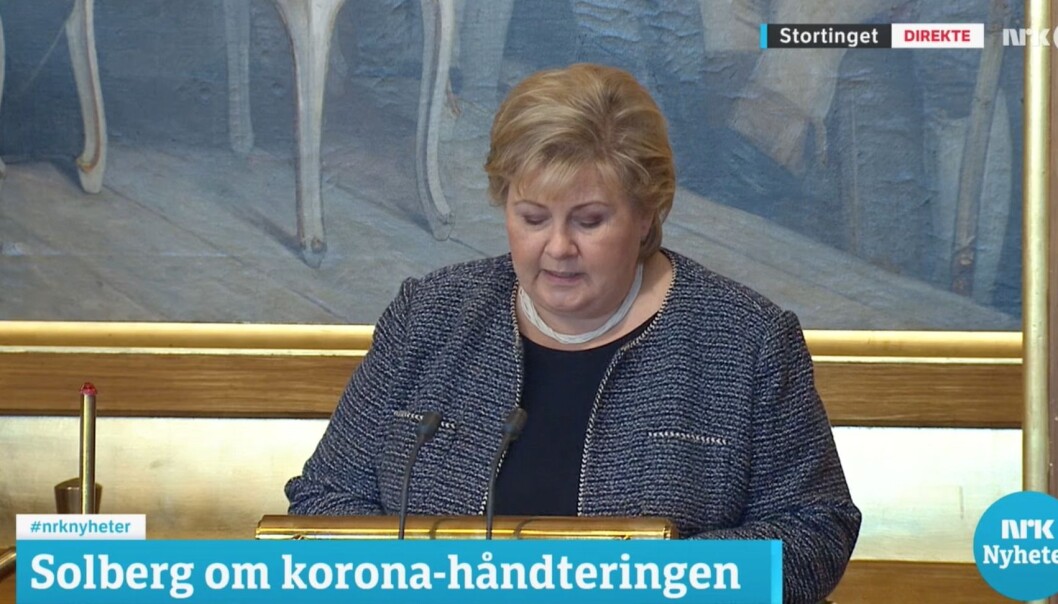 Erna Solberg om den nye situasjonen. Erna Solberg om den nye situasjonen.