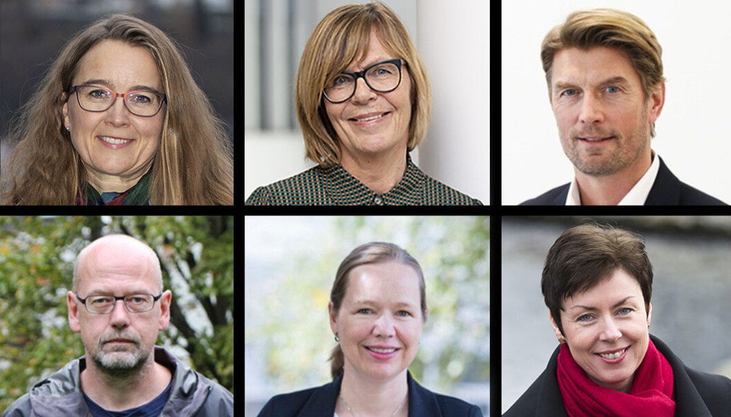 De seks avdelingsdirektørene i Norce må ut og konkurrere eksternt om lederstillingene for de sammenslåtte avdelingene i konsernet. Øverst fra venstre Ingvild Eide Graff, Ingrid Helgøy, Hans Kleivdal, Trond Martin Dokken, Kristin Flornes og Aina Margrethe Berg De seks avdelingsdirektørene i Norce må ut og konkurrere eksternt om lederstillingene for de sammenslåtte avdelingene i konsernet. Øverst fra venstre Ingvild Eide Graff, Ingrid Helgøy, Hans Kleivdal, Trond Martin Dokken, Kristin Flornes og Aina Margrethe Berg