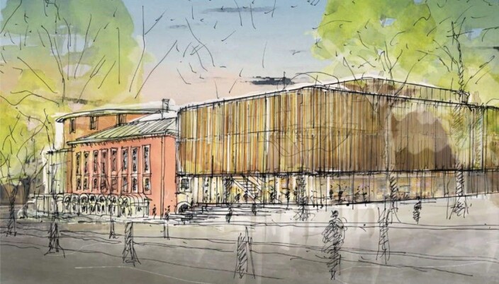 Studentersamfundet har hyra inn Eggen arkitekter som har teikna korleis utvidinga av bygget vil sjå ut. Studentersamfundet har hyra inn Eggen arkitekter som har teikna korleis utvidinga av bygget vil sjå ut.