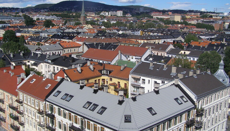 Utsikt fra studentblokka «Siloen» (Marselis gate 24) mot nordøst over Grünerløkka i Oslo.