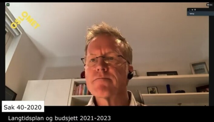 Rektor Curt Rice under budsjettbehandlingen. Rektor Curt Rice under budsjettbehandlingen.