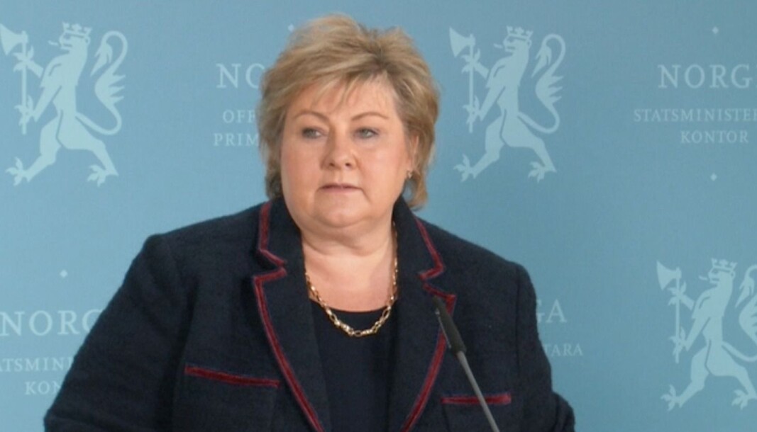 Statsminister Erna Solberg under pressekonferansen sundag 3. januar Statsminister Erna Solberg under pressekonferansen sundag 3. januar