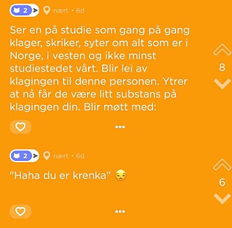 Skjermdump fra Jodel. Skjermdump fra Jodel.