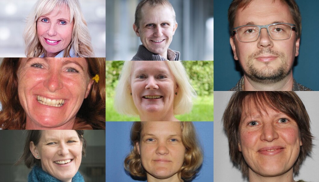 Fra oppe t.v.: Førsteamanuensis Dagrunn Nåden Dyrstad, professor Eirik Bjorheim Abrahamsen, professor Finn Arne Jørgensen, førsteamanuensis Janne Fauskanger, førsteamanuensis Lise Karin Meling, førsteamanuensis Kristin Sørung Scharffscher, førsteamanuensis Tuula Helka Skarstein og førsteamanuensis Ingvil Førland Hellstrand ble i dag utnevnt som meritterte undervisere. Fra oppe t.v.: Førsteamanuensis Dagrunn Nåden Dyrstad, professor Eirik Bjorheim Abrahamsen, professor Finn Arne Jørgensen, førsteamanuensis Janne Fauskanger, førsteamanuensis Lise Karin Meling, førsteamanuensis Kristin Sørung Scharffscher, førsteamanuensis Tuula Helka Skarstein og førsteamanuensis Ingvil Førland Hellstrand ble i dag utnevnt som meritterte undervisere.