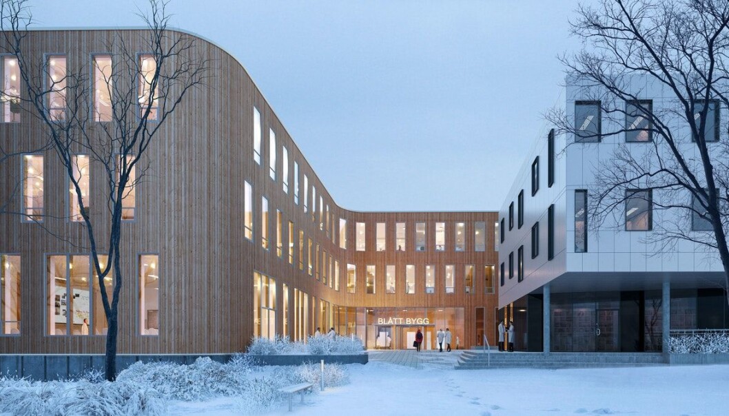 Slik ser HENT AS for seg at det nye bygget skal se ut. Går alt etter planen, skal det stå ferdig i 2023. Startbevilgningen regjeringen nå forslår gjør at prosjektet per nå går som planlagt. Slik ser HENT AS for seg at det nye bygget skal se ut. Går alt etter planen, skal det stå ferdig i 2023. Startbevilgningen regjeringen nå forslår gjør at prosjektet per nå går som planlagt.