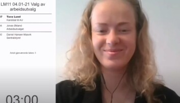 Tuva Lund etter valgtalen. Tuva Lund etter valgtalen.