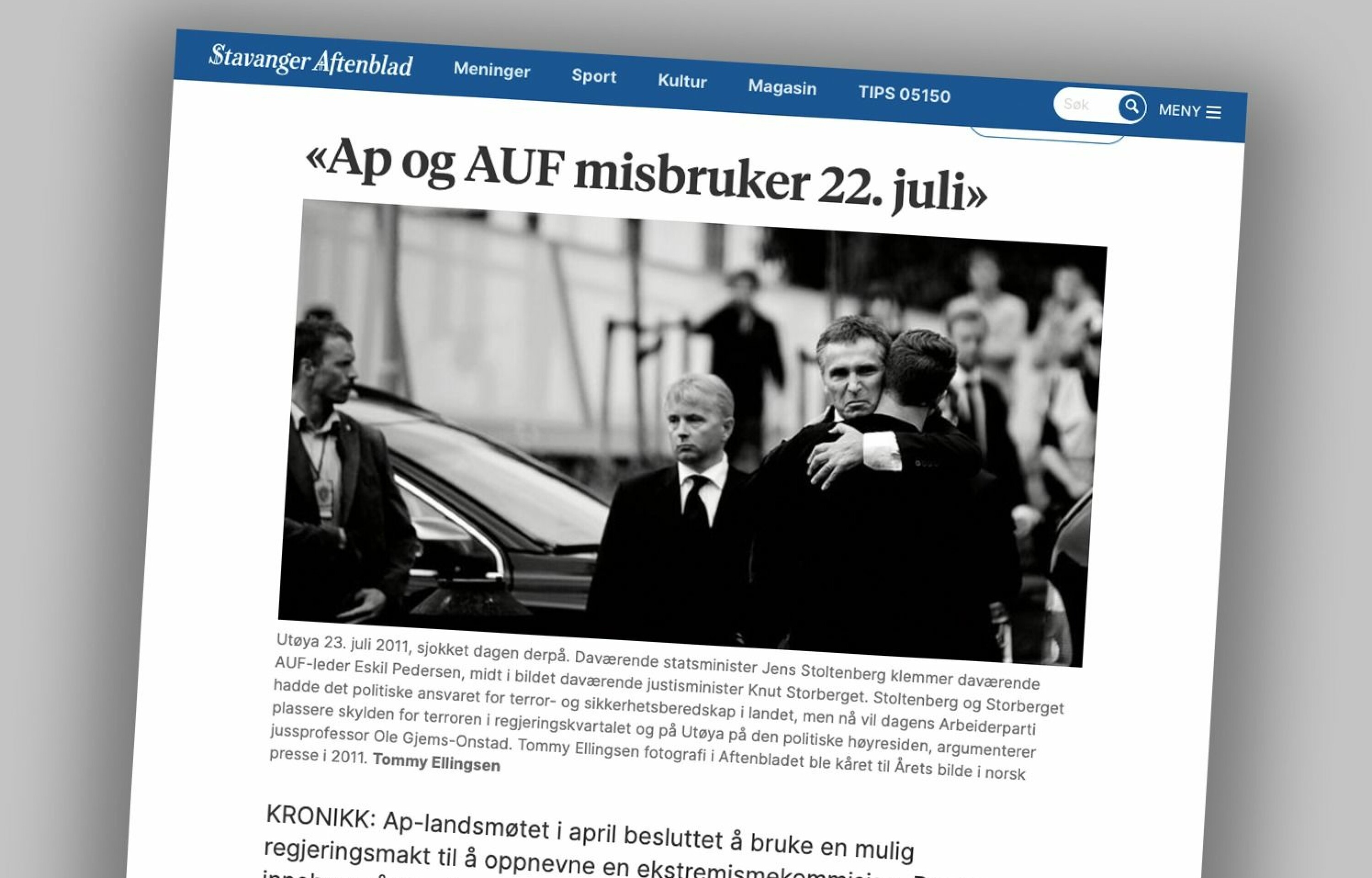 Innlegget fra Ole Gjems-Onstad stod på trykk i Stavanger Aftenblad forrige uke.
