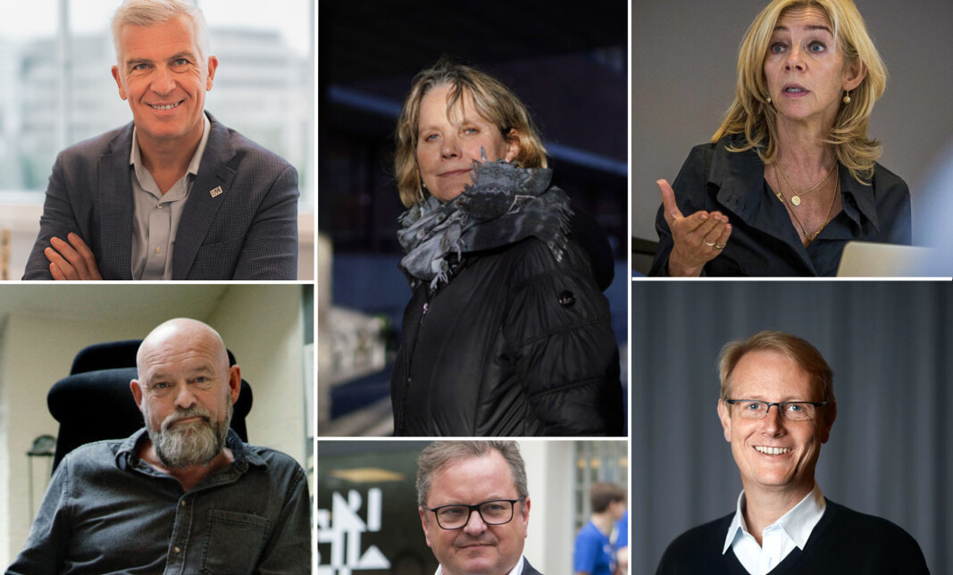 Her er et knippe av dem det snakkes om som mulig arvtaker etter rektor Curt Rice ved OsloMet. Øverst f.v.: Jørn Mortensen, Trine Syvertsen, Nina Waaler, Oddgeir Osland, Arne Krumsvik og Peter Tornquist. Her er et knippe av dem det snakkes om som mulig arvtaker etter rektor Curt Rice ved OsloMet. Øverst f.v.: Jørn Mortensen, Trine Syvertsen, Nina Waaler, Oddgeir Osland, Arne Krumsvik og Peter Tornquist.