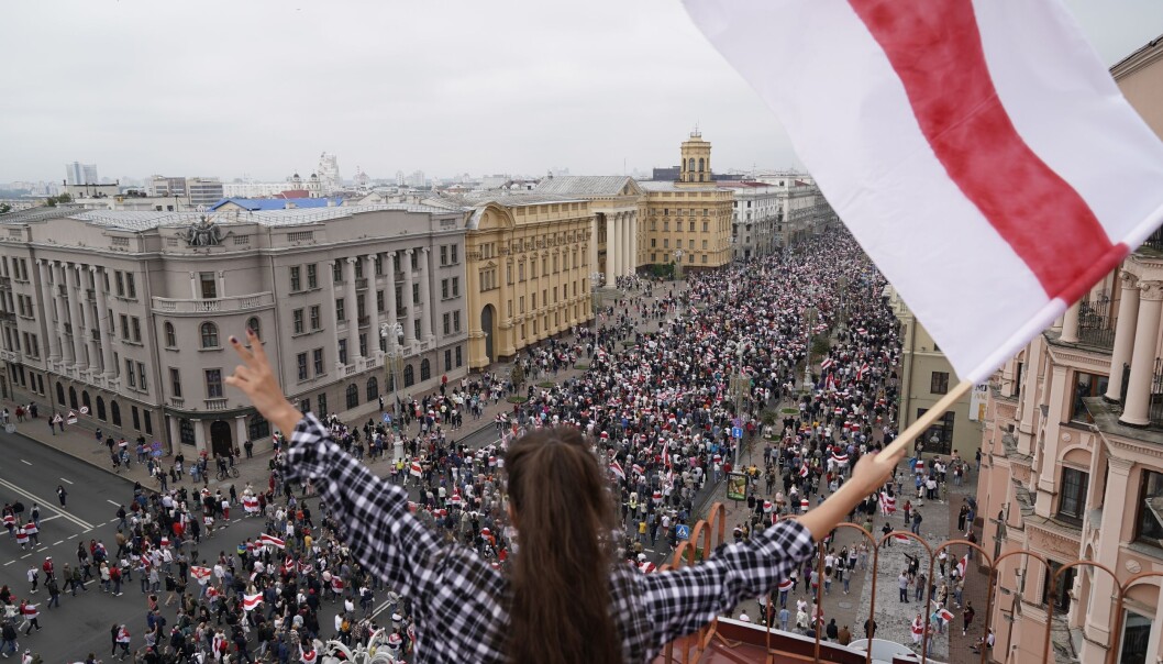 Bilde fra en av mange protester mot Aleksandr Lukasjenko og det hviterussiske regimet etter det omstridte valget 9. august. Bilde fra en av mange protester mot Aleksandr Lukasjenko og det hviterussiske regimet etter det omstridte valget 9. august.