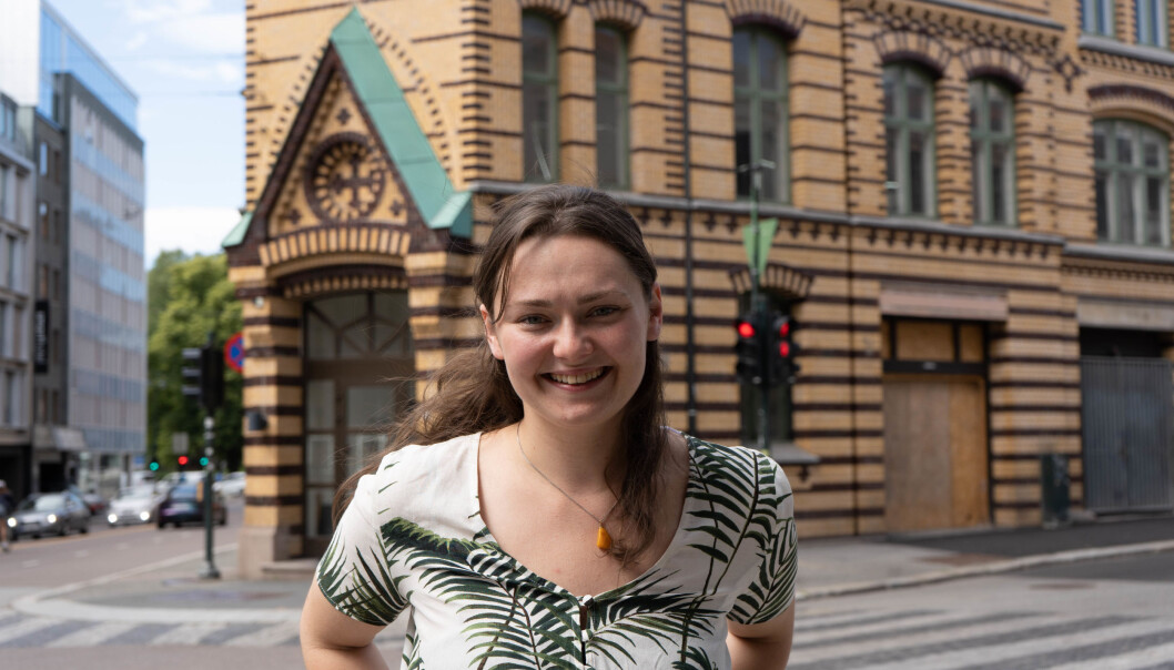 Maika Marie Godal Dam, leder Velferdstinget i Oslo og Akershus utenfor det nye studenthuset St. Olavs Gate 23. Maika Marie Godal Dam, leder Velferdstinget i Oslo og Akershus utenfor det nye studenthuset St. Olavs Gate 23.