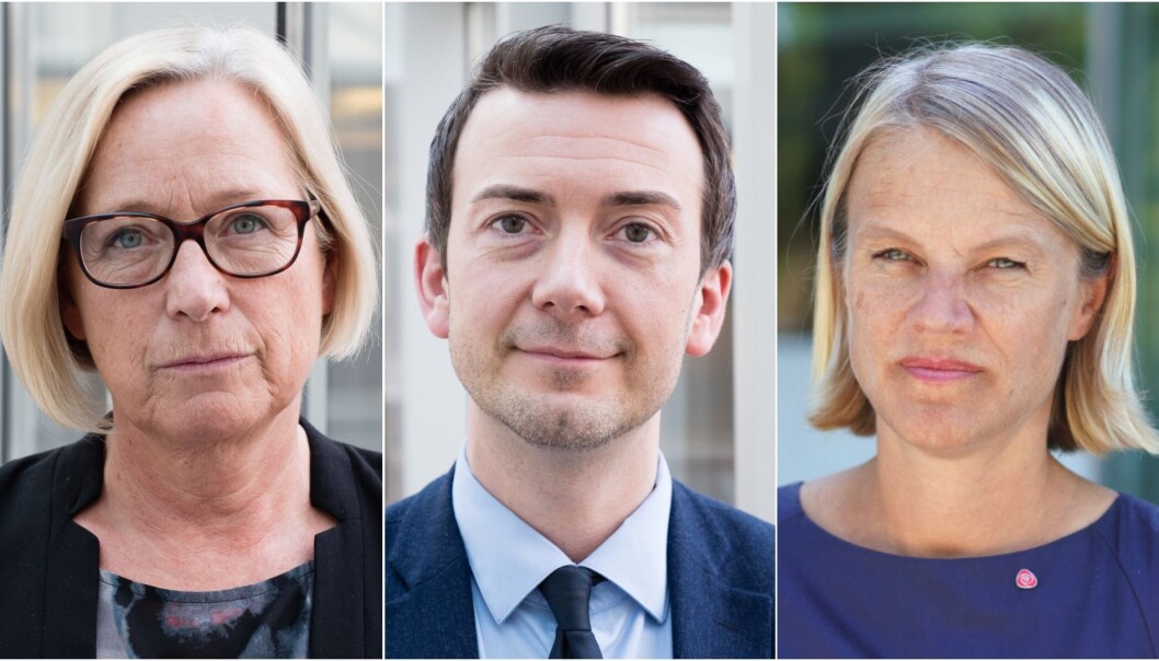 Marit Arnstad (Sp), Kent Gudmundsen (H) og Nina Sandberg (Ap) skal møtast til debatt tysdag ettermiddag. Marit Arnstad (Sp), Kent Gudmundsen (H) og Nina Sandberg (Ap) skal møtast til debatt tysdag ettermiddag.